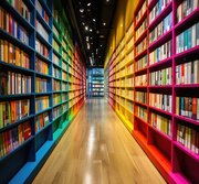 pasillo de biblioteca con muchos libros